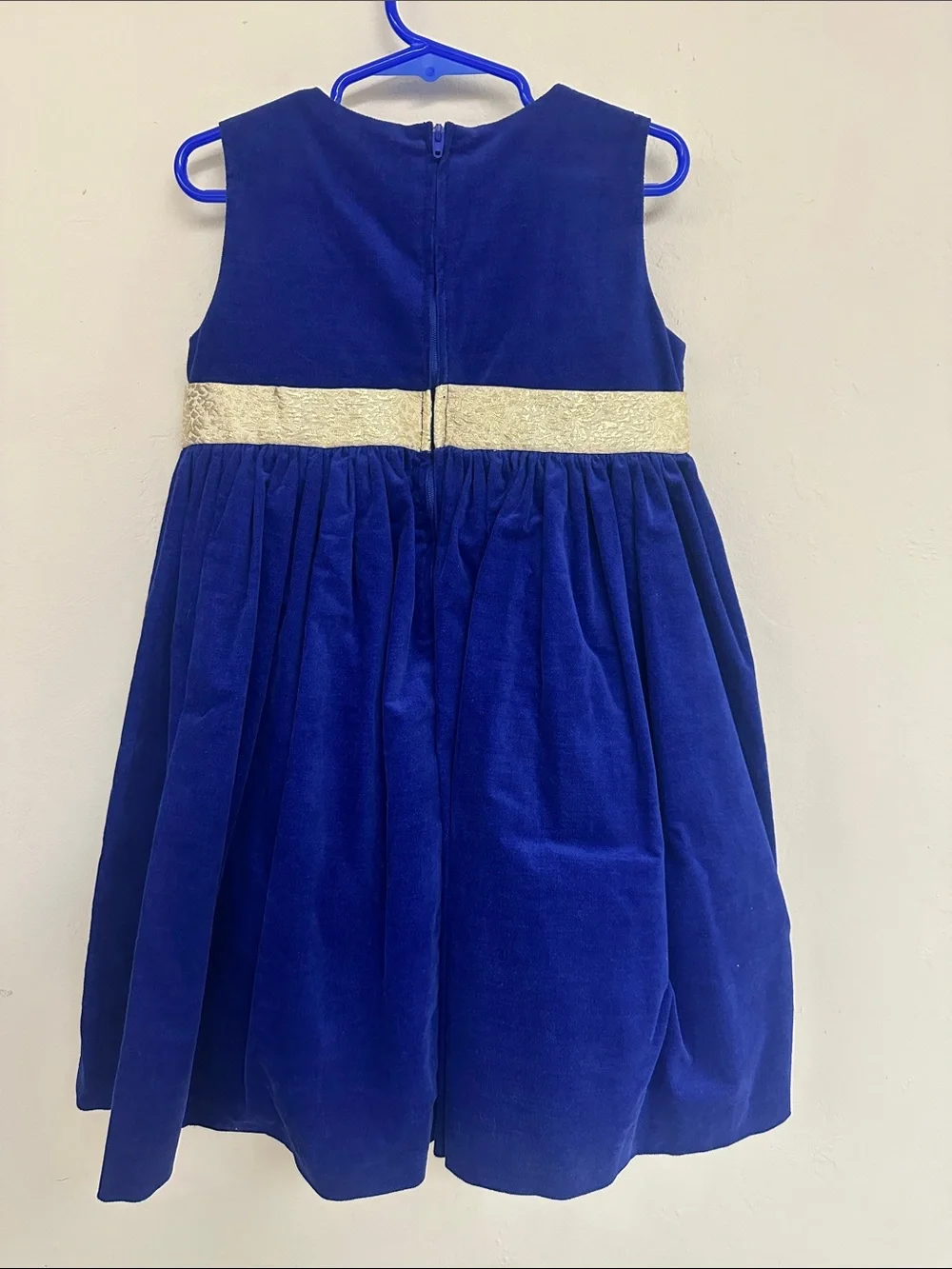 Gymboree Royal Blue Velvet Dress with Gold Bow